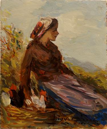 Art work by Giovanni Ciucci da Livorno Contadinella  - oil table 