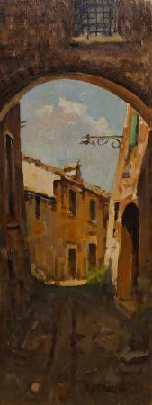 Art work by S.  Lombardini  Vecchie case  - oil table 