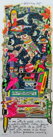 Art work by Francesco Musante In una notte di mezza estate ho visto l'elefante Babar - serigraphy paper 