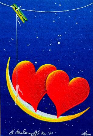 Quadro di  Meloniski  Fino alla luna  - serigrafia carta 