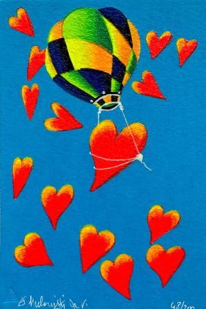 Art work by  Meloniski  Mongolfiera d'amore  - serigraphy paper 
