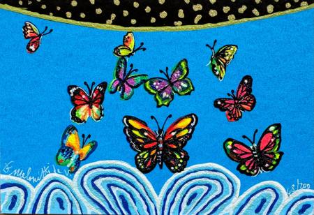 Art work by  Meloniski  Volo di farfalle  - serigraphy paper 