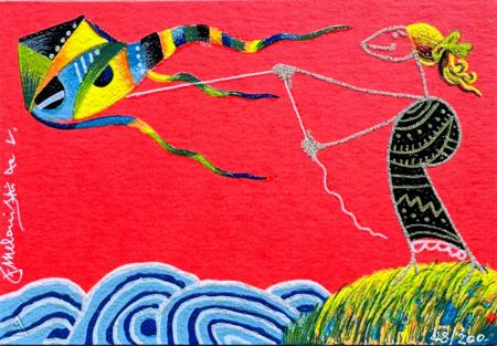Art work by  Meloniski  Il Fabbricante di acquiloni  - serigraphy paper 