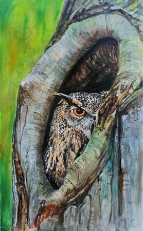 Quadro di Stefano Pasini Lo sguardo della natura - olio tavola 