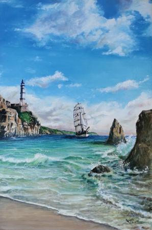 Quadro di Stefano Pasini Marina - olio tavola 