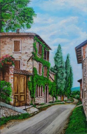 Art work by Stefano Pasini Paesaggio  - oil table 