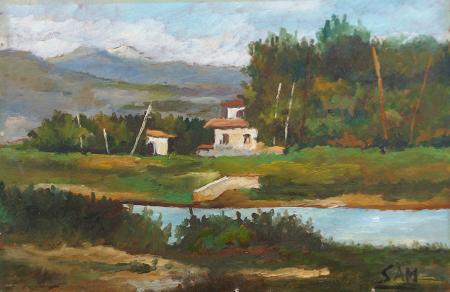 Quadro di S. Mazzocchi Paesaggio  - olio faesite 