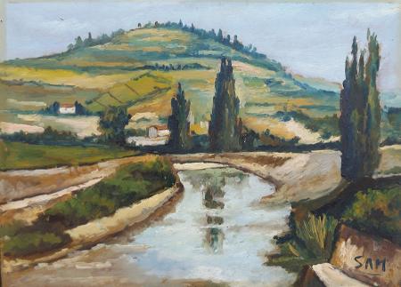 Quadro di S. Mazzocchi Paesaggio  - olio faesite 