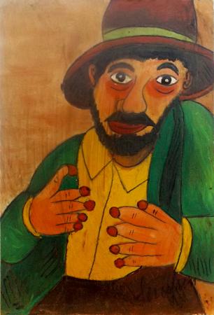 Art work by Beppe Serafini Figura  - oil cardboard 