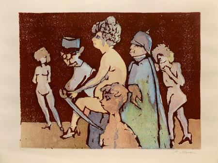 Quadro di Mino Maccari Figure  - litografia carta 