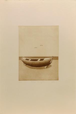 Quadro di Giorgio  Alboni Barca a riposo  - litografia carta 