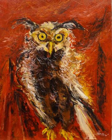 Art work by Mauro Capitani Il gufo  - oil canvas 