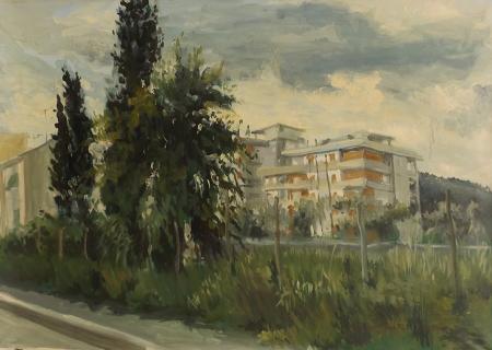 Art work by firma Illeggibile Paesaggio - oil canvas 