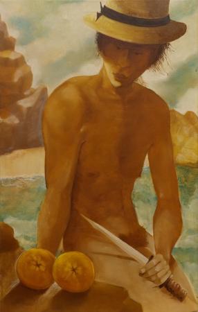Art work by Franco  Mariani Ragazzo con aranci  - oil canvas 
