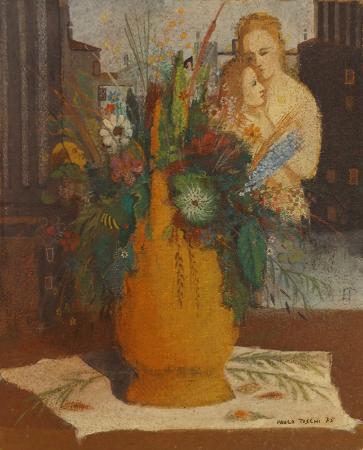 Quadro di Paolo Toschi Vaso di fiori  - affresco truciolare 