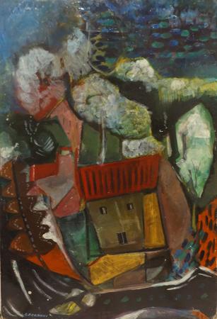 Art work by Alberto  Ferroni  Paesaggio astratto - oil cardboard 