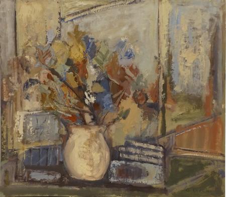 Art work by Gino Fuochi Vaso di fiori  - oil canvas cardboard  