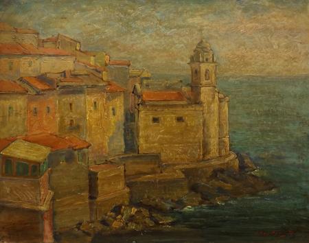 Quadro di Guido  Tossani  Tellaro  - olio faesite 