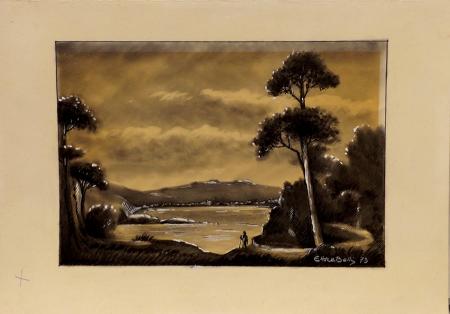 Art work by Ettore  Belli  Paesaggio  - pastel paper 