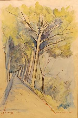 Art work by Rodolfo Marma Viale dei colli  - watercolor paper 