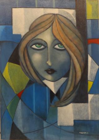 Art work by Franco Brogelli Ragazza Triste  - oil canvas 