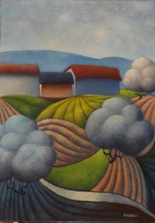 Art work by Franco Brogelli Paesaggio toscano  - oil canvas 