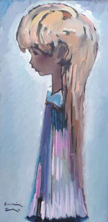 Quadro di Voltolino Fontani Volto di bambina  - olio tavola 