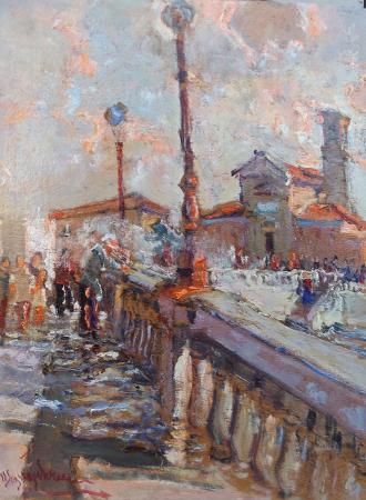 Art work by Franco Mazzaccherini Chiesa di San Jacopo - Livorno  - oil table 