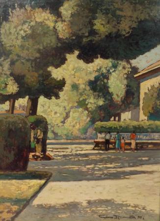 Quadro di Gino Romiti Paesaggio  - olio tavola 