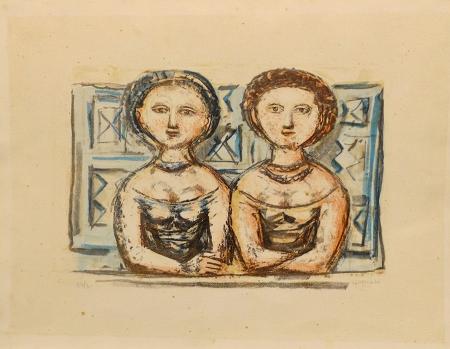 Art work by Massimo Campigli Amiche - lithography paper 