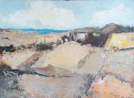 Art work by Sergio Scatizzi Paesaggio  - oil cardboard 