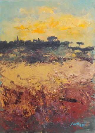 Art work by Sergio Scatizzi Tramonto  - oil cardboard 