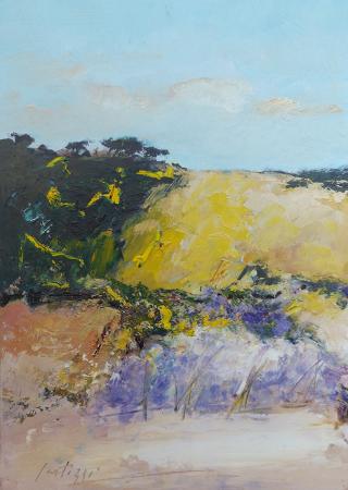 Art work by Sergio Scatizzi Paesaggio - oil cardboard 
