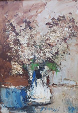 Art work by Sergio Scatizzi Vaso di Fiori  - oil table 