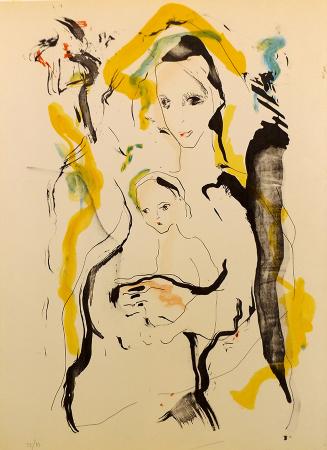 Art work by Ernesto Treccani Figure  - lithography paper 