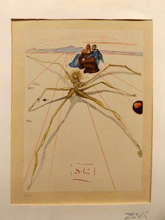 Quadro di Salvador Dalì Arachne  - gouache carta 
