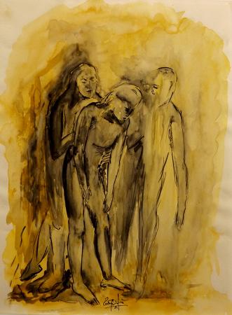 Art work by firma Illeggibile Figure - watercolor paper 