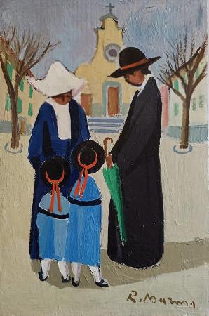 Art work by Rodolfo Marma Monachina e Prete in Santo Spirito (Firenze) - oil canvas cardboard  