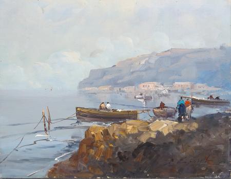 Art work by D. Esposito Costa napoletana  - oil table 