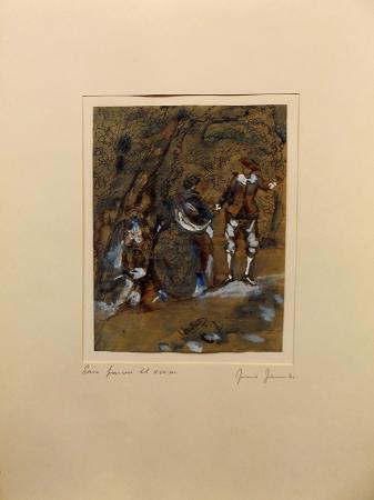 Art work by firma Illeggibile Scena Francese del XVIII sec. - mixed paper 