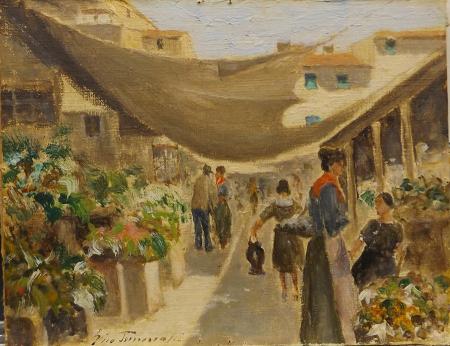 Art work by Gino  Tommasi  Mercato  - oil canvas cardboard  