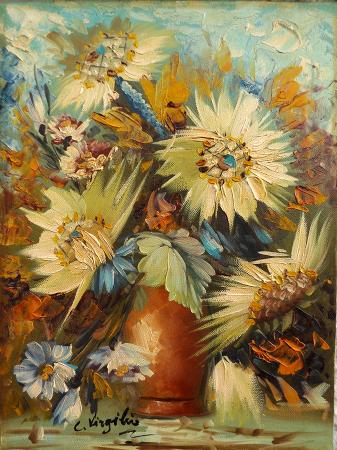 Art work by C.  Virgilio  Vaso di fiori  - oil canvas 