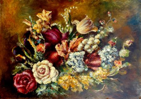 Quadro di Ezio  Ercoli  Fiori  - olio tela 