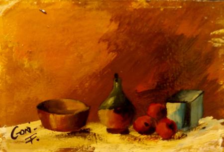Art work by F. Gori Natura morta  - oil table 