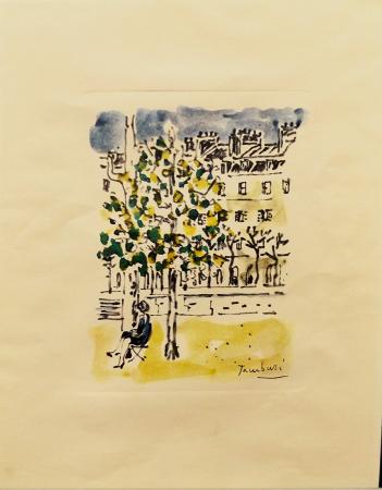 Quadro di Orfeo Tamburi Giardino Parigino  - stampa carta 