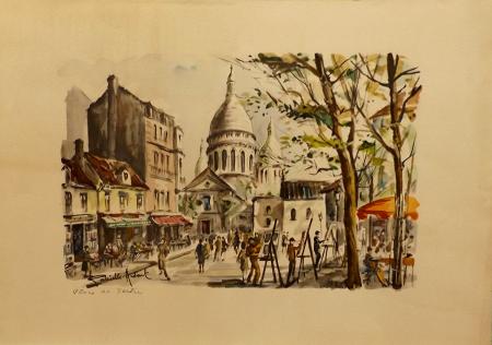 Art work by Gabrielle  Ardant  Montmatre  - watercolor paper 