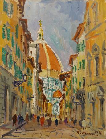 Art work by Rodolfo Marma Via dei Servi  - oil canvas 