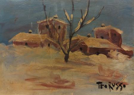 Quadro di Teo Russo Nevicata - olio faesite 