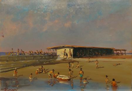 Art work by Lorenzo Palazzi Scoglio Della Regina, Livorno  - oil hardboard 