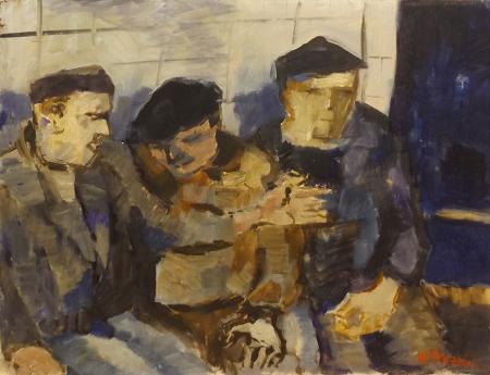 Art work by Renzo Grazzini Figure  - oil table 
